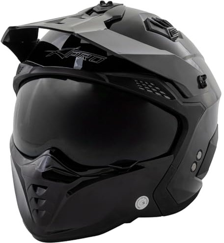 A-PRO SRL Casco Moto Jet Cafe Racer Omologato ECE 22-06 Visiera Parasole scooter Nero S, 8057639302830