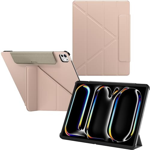 SwitchEasy Origami 2024 Hülle für iPad Pro 11 Zoll mit Stifthalter, Schutzhülle für iPad Pro 11 Zoll M4 (2024) mit Multi-Angle Ständer, Morandi Cover Case, Apple Pencil Pro Charging, Pink Sand