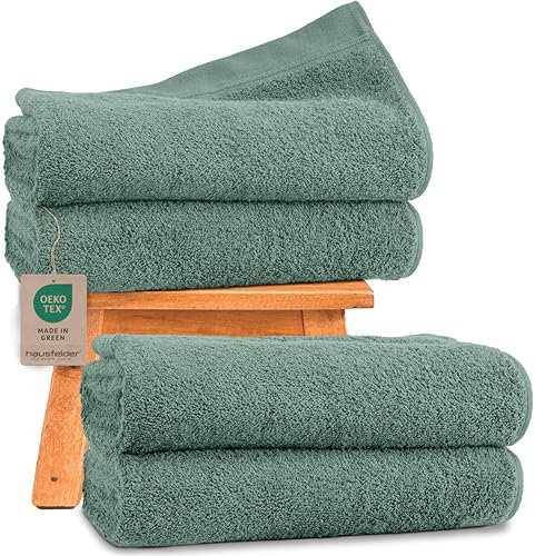 Duschhandtücher 4er Set 70x140cm – Premium Badetuch 500g/m² - 100% Baumwolle Duschhandtuch Handtücher Set, Ökotex Zertifiziert, Farbe: Hellgrün