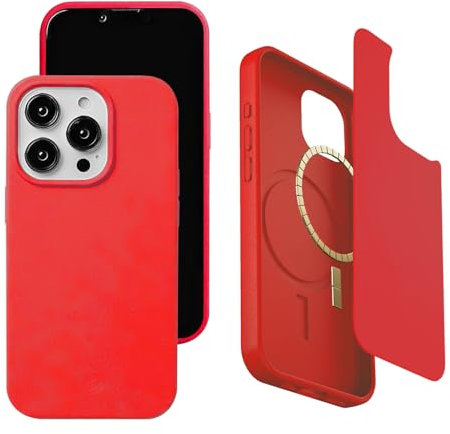 Wave Case Compatible with iPhone 15 Pro MagSafe Phone Case - Eco-Friendly Wheat Straw Phone Case with Shock-Absorbing Corners | 2mm Raised Lip | Ultra-Thin Design, 360° Protection | Red