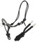 Brama West Knotenhalfter mit Zügel für Pferde - mit Snap-Karabiner und Strass - Schwarz/Grau, Gr. Full