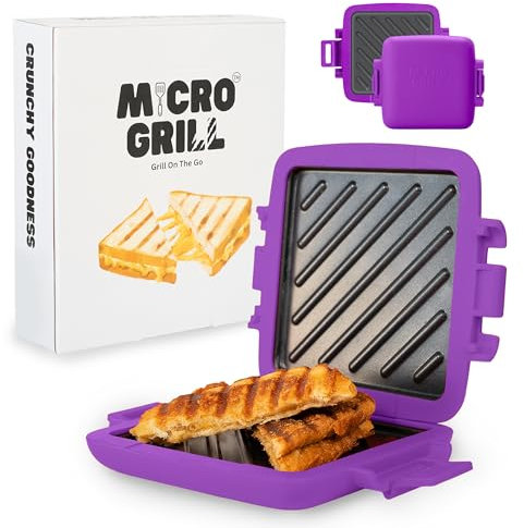 Micro Grill | Máquina para sándwiches y parrillas de microondas – Prensa Munchy Toastie Panini – Regalo perfecto de Navidad (morado)