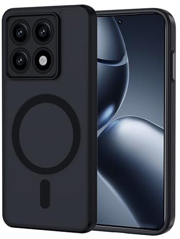 XTCASE Cover Magnetica per Xiaomi 14T Pro [Compatibile con MagSafe], Custodia Traslucida Opaca Posteriore Resistente ai graffi TPU Bumper Antiurto Sottile Protettiva Case, Nero