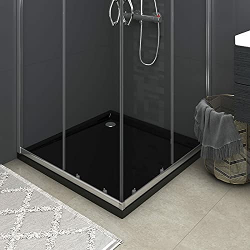 Iiaky Plato de Ducha Cuadrado de ABS Negro 80x80 cm Mamparas De Ducha Plato Duchas