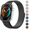 Amzpas Metall Armband Kompatibel mit Huawei Watch Fit 3 Armbänder Damen Herren, Edelstahl Ersatzarmband, Starkem Magnetverschluss Loop Uhrenarmband für HUAWEI Watch FIT 3, Schwarz