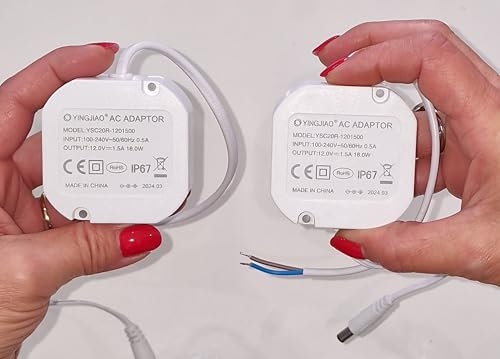Mini Alimentatore Stabilizzato 12V 1,5A (Kit 2 pz.) 18W IP67 Stagno per Telecamere Videosorveglianza e Led