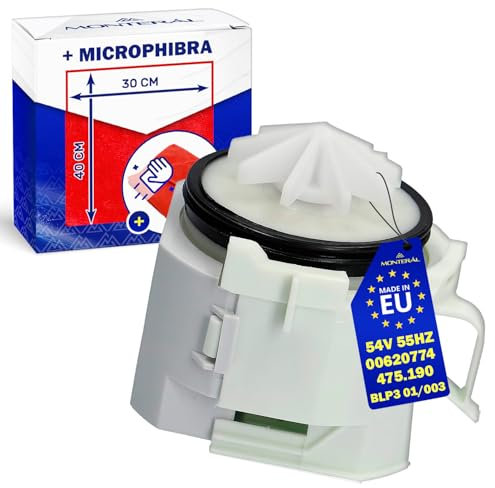 Bomba de Desagüe para Lavavajillas BLP3 01/003 475.190 54V 55Hz con Código Original 00620774 620774 para Bosch para Siemens - Completo con Bayeta Microfibra - MADE IN EU - MONTERAL
