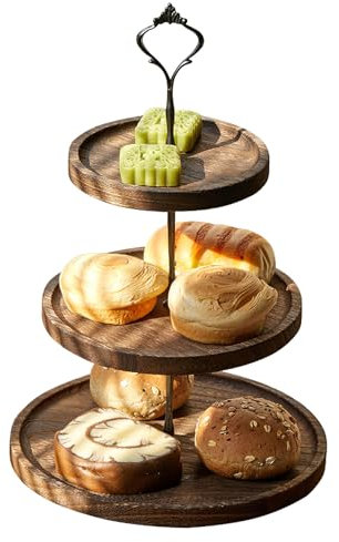 Afternoon Tea Stands, 3 Tier Wooden Cake Stand for Serving Food, Cupcake Stand for Birthdays, Weddings, Party, Picnic