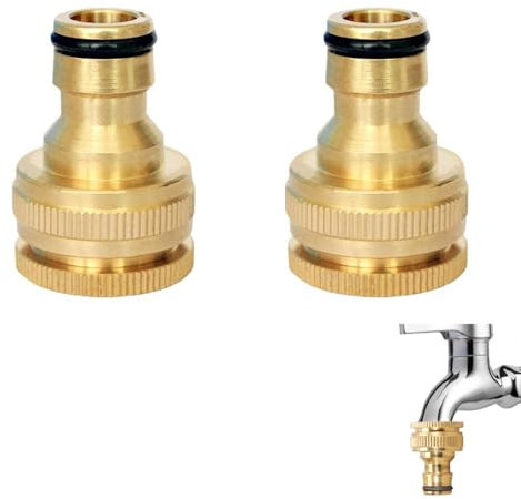 HAFRILY 2PCS Messing Schlauchanschluss für 1/2 Zoll Schlauchanschluss und 3/4 Zoll Schlauchanschluss Schlauchverbinder für Garten Wasserhahn Schnellkupplung Gartenschlauch Anschluss