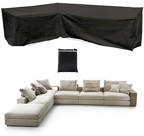 Generisch Abdeckung für Gartenmöbel, wasserdicht, UV-beständig, Plane für L-/V-förmige Gartenmöbel, Ecksofa, Lounge-Set, Schwarz, 192 x 260 x 82 cm