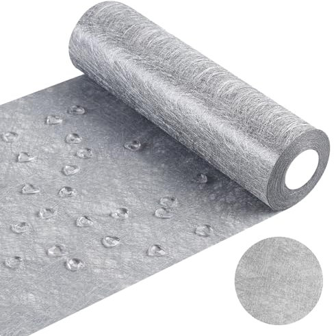 Vlies Tischläufer Silber, 23 cm x 30 m Tischband, Tischläufer Hochzeit mit 100 Transparenten Herzen Deko, Tischläufer Rolle für Hochzeiten Taufen Festliche Tischdeko
