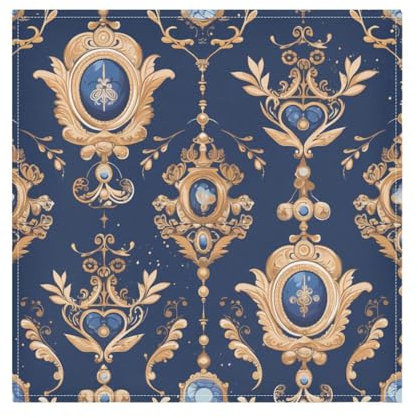Schwarze und goldene Vintage-Servietten, europäischer Stil, Motiv: Uhr, dekorative Servietten, wiederverwendbare Stoffservietten, Baumwolle, Polyester, kariert, Cocktail-Servietten, waschbar, 6 Stück,