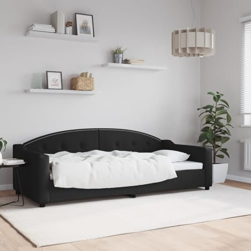 Xichuzi Tagesbett Schwarz 90x200 cm Stoff, Schlafsofa, Daybed, Bettsofa, Sofa Bed, Sofabett, Schlafcouch, Jugendbett, Bettgestell, Bettcouch - 354185