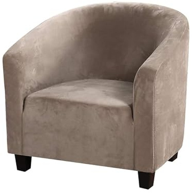 HOMECOVER Housse de Fauteuil Club Extensible Housse de Fauteuil Cabriolet Velours Housse de Protection pour Salon Bar-Taupe-Small