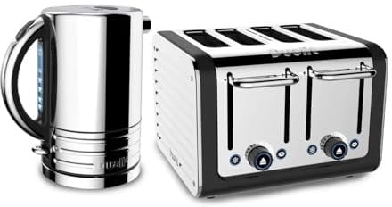 Dualit Architect 1.5L Kettle & 4 Slice Slot Toaster Set Wide Slots Energy-Saving Design (Black)