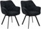 CLP Esszimmerstuhl 2er Set ergonomisch Jordi Cord, drehbar mit Armlehnen, Polstersessel, 4-Fuß-Metallgestell, bis 150 kg, mit Bodenschonern, Farbe:schwarz