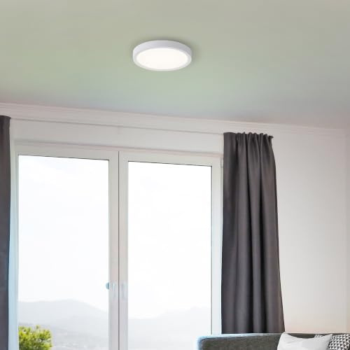Lightbox LED Deckenlampe flach Ø 27,5 cm, Weiß, IP44 Lampe | Spritzwassergeschützte Leuchte für Bad, Küche und Schlafzimmer, langlebige und pflegeleichte Bauform