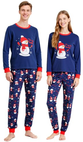 DECOVICI Weihnachts Pyjama Herren Damen 1 Pack, Partner Schlafanzug Weihnachten Nachtwäsche Schlafshirt Familien Outfit Set