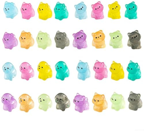 Glow in the Dark Mini Dog Resin Figures 32 Pcs Set for Creative Home Decoration and DIY Projects, Detailed Animal Figures Suitable for Indoor and Outdoor