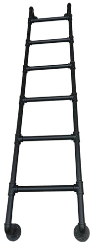 ZENSTYW An Der Wand Montierte Schwarze Metall-Fluchtleiter,Hochbettleiter Zum EinhäNgen Etagenbettleiter,Sicherheitssteigleiter Für Dachboden,Wohnmobil,Bibliothek(185cm/6.1ft)