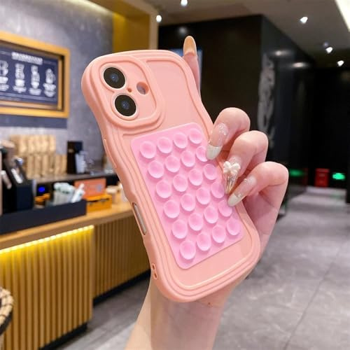 VIPAVA Custodia per telefono Wave con adesivo posteriore a ventosa in silicone bifacciale per iPhone 17 16 15 14 13 12 11 Pro Max Plus, rosa, per iPhone 16 Pro