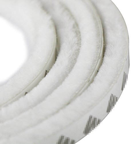 UOOOM 10m Door Window Self Adhesive Brush Strip Pile Windproof Dustproof Weather Strip Seal (Pile Height: 5mm (for Gaps 2.5-4.5 mm), White)