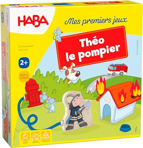 HABA 303808 - Meine ersten Spiele - Feuerwehr | spannendes Memospiel für 1-4 Spieler ab 2 Jahren | Die Spielbox Wird zu Einer spielbaren Feuerwehrbox
