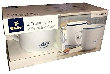 2 Porzellan Tassen Papier Schiff Trinkbecher Kaffeetassen Schiffchen