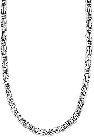 König Design 5 mm Königskette Armband Herrenkette Männer Kette Halskette Panzerkette, 30 cm Silber Edelstahl Ketten