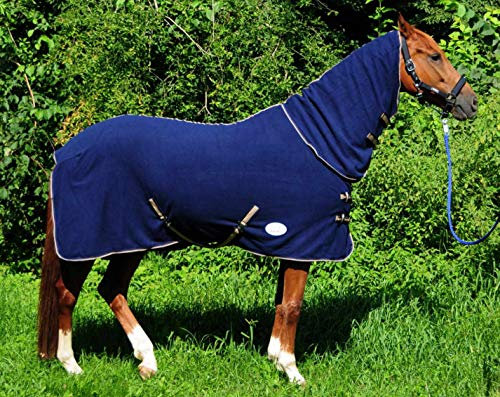 AMKA Fleecedecke Combo Abschwitzdecke mit Halsteil aus Fleece dunkelblau