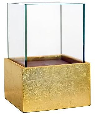 VIVANNO Deko-Windlicht Kerzenhalter viereckig CANDELITA - Gold Hochglanz 20x20x29
