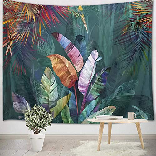LB Wandteppich Tropenwald Wandtuch Palmblatt und grüne Pflanze Wandbehang Dschungel Tapisserie für Wohnzimmer Schlafzimmer Wohnheim Wanddeko,200x150cm
