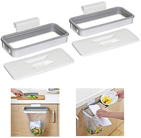 Odegltina 2PCS Over Door bin, Cupboard Bins for Kitchen, Hanging Trash Bag Holder, Caravan Camping garbage Bin Bag Holder Under Sink Hanging Waste Bin