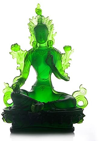 TJUYT Grüne Tara Skulptur Kleiner Buddha-Harz Statue Buddhist tantrische Bodhisattva Figuren Wohnkultur Ornamente Zen Dekor (Color : A)