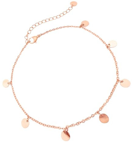 Made by Nami Edelstahl Damen Fußkettchen mit starkem Karabiner-Verschluss - verschiedene Designs - Frauen Fußkette Rosé-Gold - Mädchen Fußschmuck - Geschenk für Sie (Rose-Gold Plate)