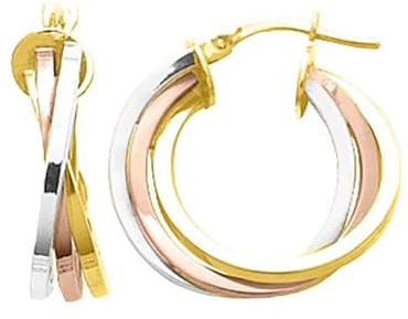 18k Creolen 3 Gold - Ohrringe Durchmesser 15 mm - Damen Goldschmuck 750/1000