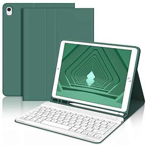 JADEMALL Tastiera per iPad 9/8 /7 Generazione 2021/2020/2019/ iPad Air 3 2019, Italiano QWERTY Tastiera Staccabile per iPad 10.2, Verde Scuro