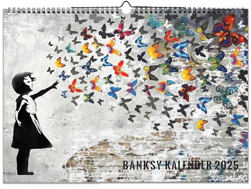 Banksy Bilder Kalender 2026 A2 Quer, Wandkalender in XXl Format mit den schönsten street art Bildern - Jahreskalender 2026 Banksys Graffiti Wohnzimmerkalender Bürokalender (Streetart)