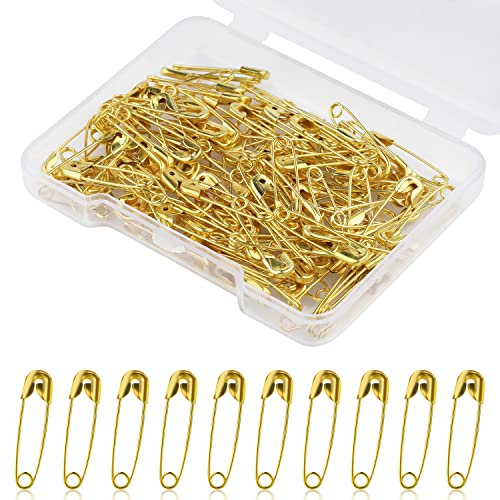 19 mm Sicherheitsnadeln, 120 Stück Metall Mini Sicherheitsnadeln Safety Pins für Kleidung Anhänger Hijab Handwerk Quilten Kleid Charms Schmuckherstellung (Gold)
