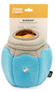 ZippyPaws Burrow - Interactive Plush Cat Puzzle Toy with Refillable Catnip Miniz, Perfect for Mental Stimulation, Hide-and-Seek Games, and Hours of Fun for Kittens and Cats of All Ages - Fish In Bowl