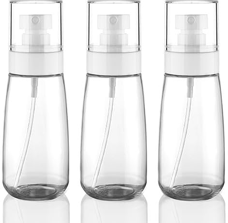Cosywell Fine Mist Spray Bottle TSA Approved 3.4oz 100ml 3 Pack Empty Cosmetic Refillable Travel Containers Plastic Spray Bottle for Perfume Essential Oils Toners Rose Water Cosmetics (3Clear)