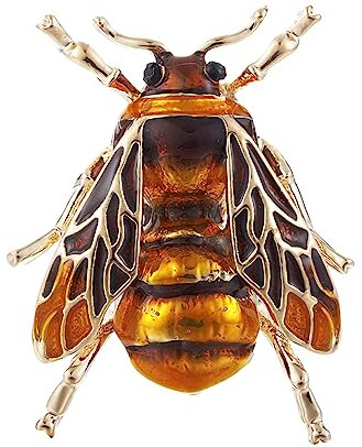 JJWNMLL Biene Broschen Insekt Tier Pin Abzeichen Kristall Honigbiene Brosche Geburtstag Hochzeit Geschenk für Mutter Frau Frauen Schmuck (26 * 35mm, C)