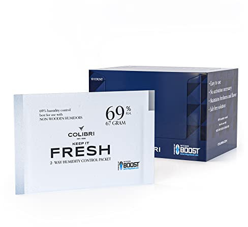 Colibri Fresh Feuchteausgleich-Pads - 12er Pack à 4g zur Lagerung von Zigarren, Musikblättern & mehr - balanciert auf 69% relativen Luftfeuchtigkeit - Geschmacksneutral - Integra BOOST Technologie