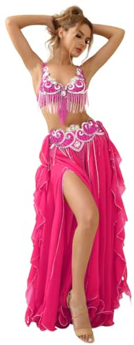 ROYAL SMEELA Bauchtanz kostüm Damen Set Karnevals kostüm Bauchtanz BH gürtel Rock Anzug Bauchtanz-Kleidung Profi Bauchtanz-Set Bauchtänzerin Kostüme Bauch tanzen Kostum Bauchtanz-Outfits für Frauen