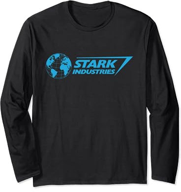 Marvel Iron Man Stark Industries Logo Blue Long Sleeve T-Shirt