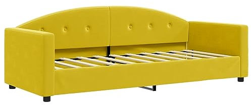 vidaXL Tagesbett, Gästebett 2-in-1, Sofabett Schlafsofa für Schlafzimmer Wohnzimmer, Bettsofa Sofa, Modernes Design, Gelb 80x200cm Samt
