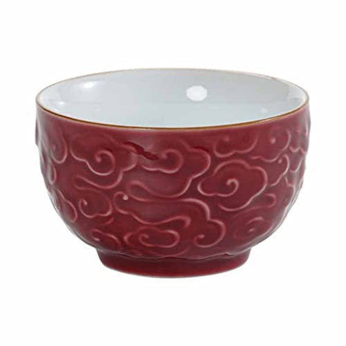 Tasse Principale en céramique avec Relief Nuage, Tasses à thé en Porcelaine, Bol à thé pigmenté Fait à la Main, Porcelaine (Rosso 80ML)