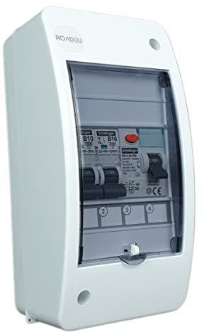 RoadEu - Centralino e quadri di distribuzione da parete, Quadro Elettrico con Interruttore Differenziale 40A 2P Tipo A/AC e Interruttori magnetotermici LS B16A, B10A, Scatola portafusibili