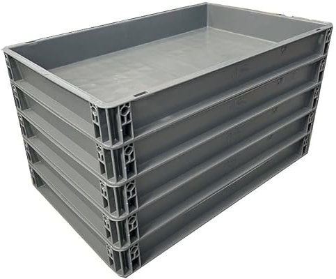 Solent Plastics Pizza Dough Proofing Trays - 60 x 40 x 7.5cm - Pack of 5
