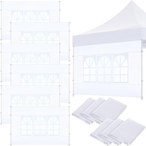 Windyun 6 x Sonnenschutz, Seitenwände mit Fenster, nur Zelt-Seitenwände für 3 x 3 m Pop-Up-Baldachin (weiß)
